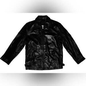 Brandini Leather Jacket Mens Medium Black Soft Leather Full Zip Motorcycle